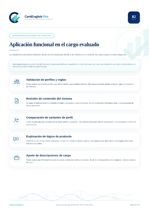 Aplicación funcional del nivel al cargo
